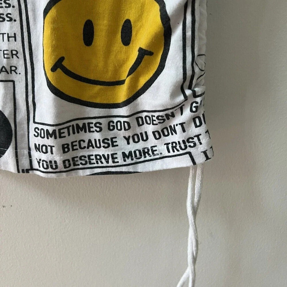 On Fire Womens Allover Graphic White T-Shirt “God is all you need” Large Smiley - Picture 5 of 10